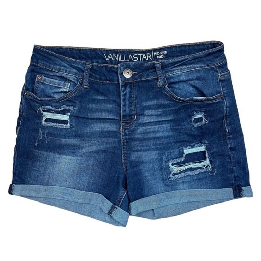 Vanilla Star Mid-Rise Distressed Shorts